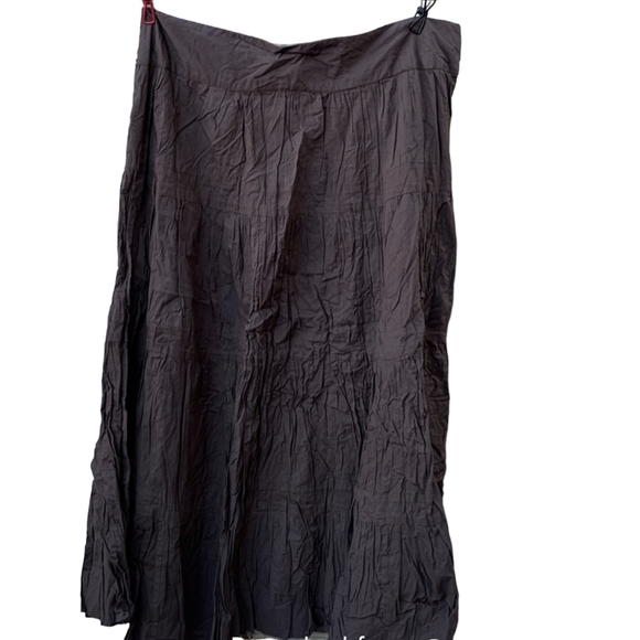 OVERDRIVE | Maxi Skirt Embroidery/Sequin Waistband Flowy | Brown | Plus Size 1X - Picture 3 of 7